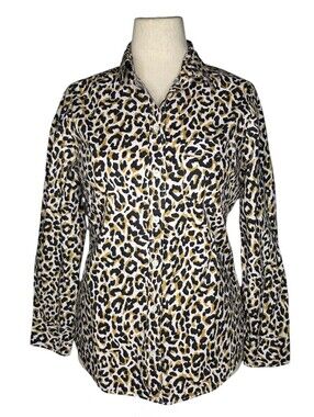 J.Crew Leopard Print Cotton Button Up Shirt Blouse Animal Print Medium